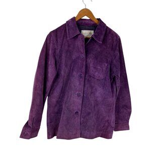 Margaret Godfrey Women's Suede Leather Button Up Jacket Purple Size M